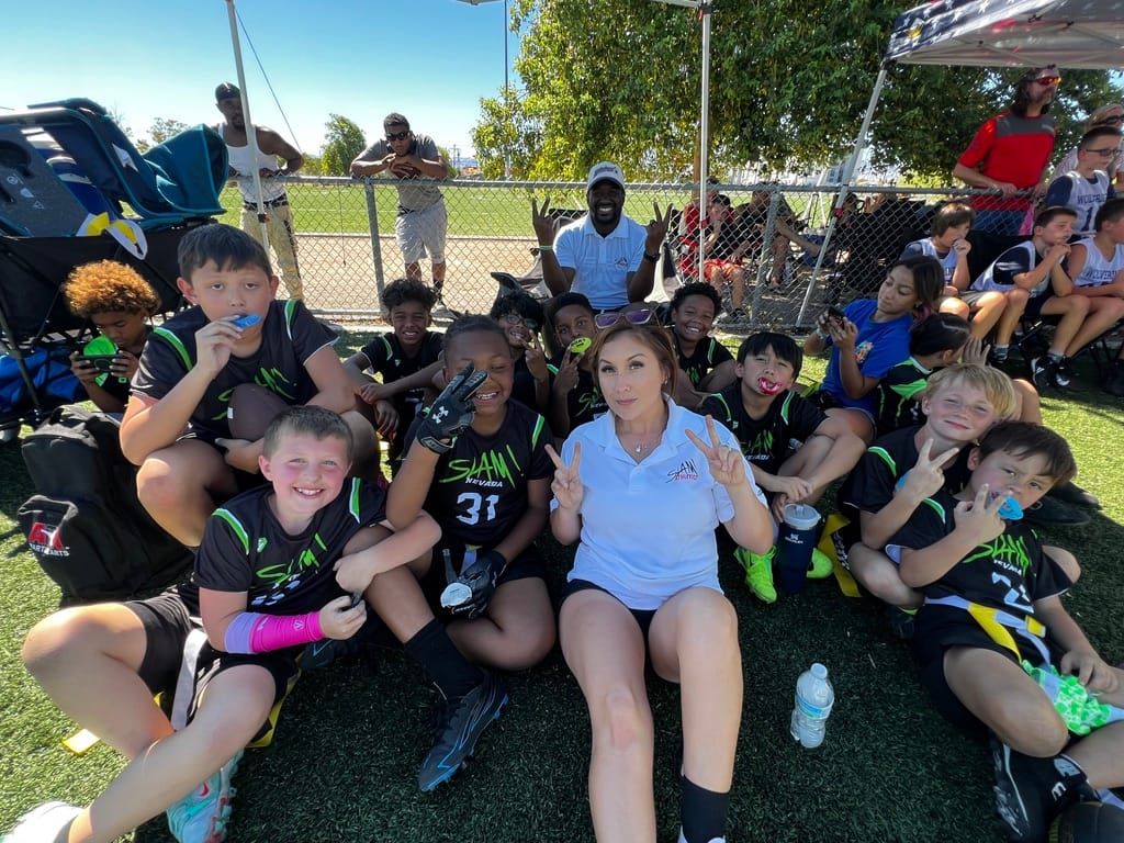 SLAM Nevada flag football team and coach after a game